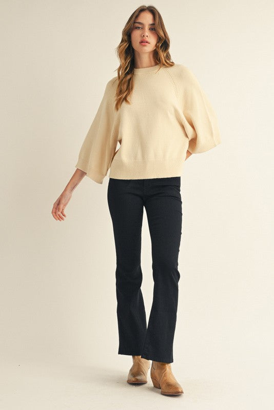 Cream Drop Shoulder Sweater