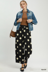 Curvy Black Polka Dot Wide Leg Pants