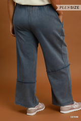 Curvy Terry Mineral Wash Wide Pants