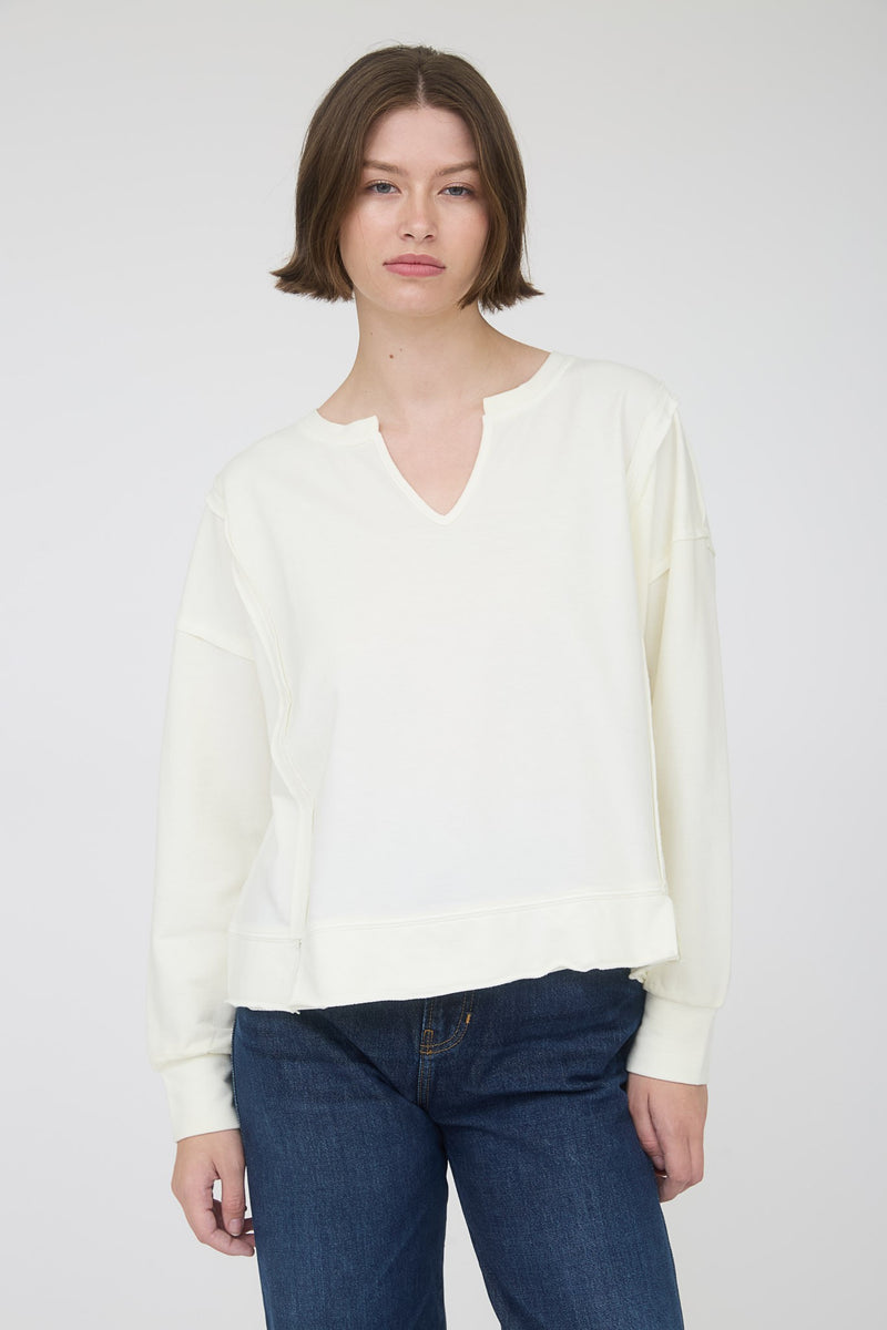 Washed Exposed Seam Long Sleeve Top