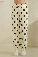 Black and Cream Polka Dot Sweatpants