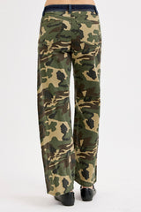 Curvy Emily's Camo Mid Rise Wide Straight Leg Jeans