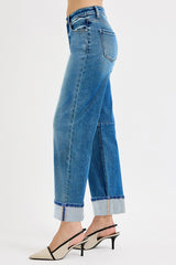 Chyler's Crop Barrel Cuffed Jeans