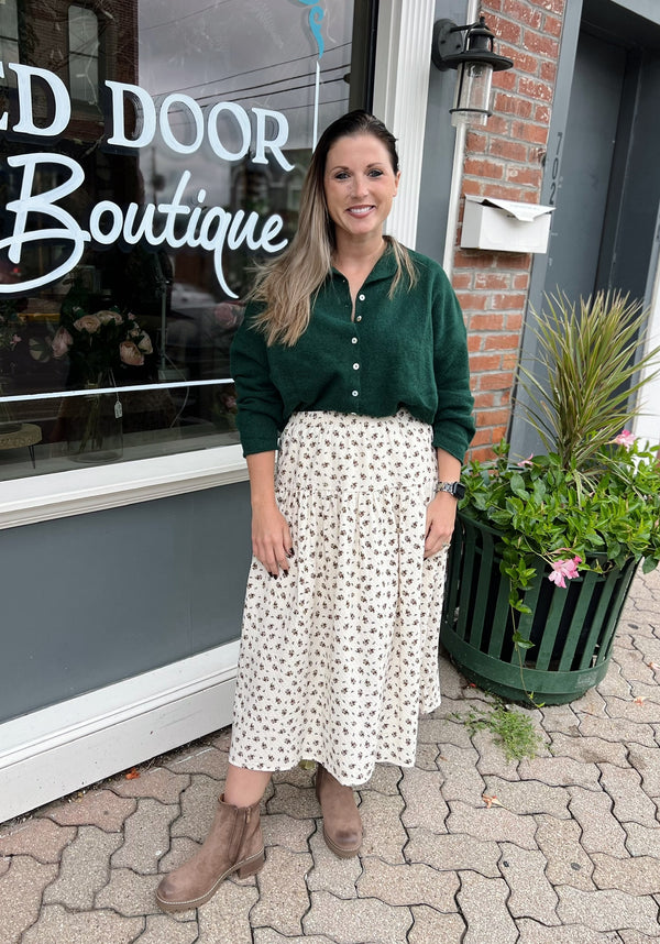 Cream Floral Maxi Skirt
