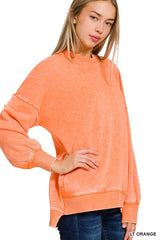 Acid Wash High-Low Hem Pullover