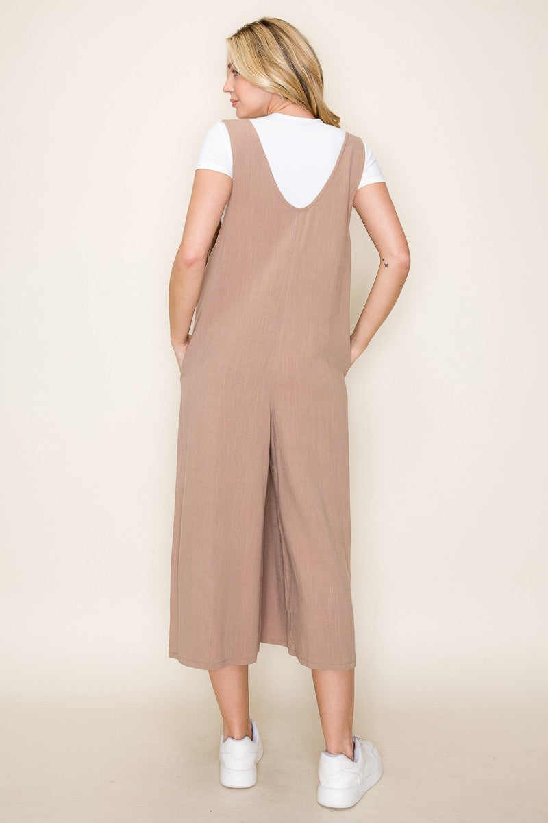 V-Neck Sleeveless Jumpsuit w/ Pocket