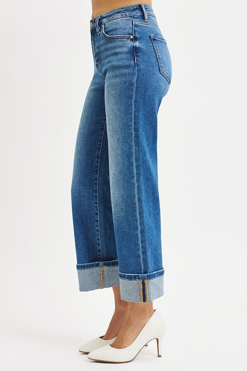 Lara's Mid Rise Crop Cuffed Jeans