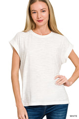 Heathered Cuffed Sleeve Tee