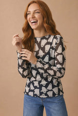 Halloween Ghost Merrow Hem Mesh Top