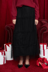 Polkadot Tulle Tiered Midi Skirt
