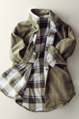 Reversible Corduroy and Plaid Flannel Shacket