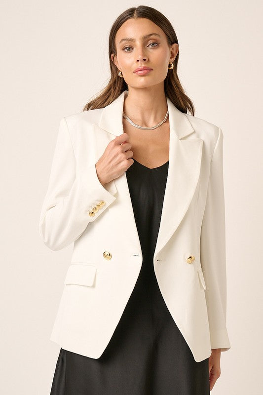 Cream Gold Button Blazer