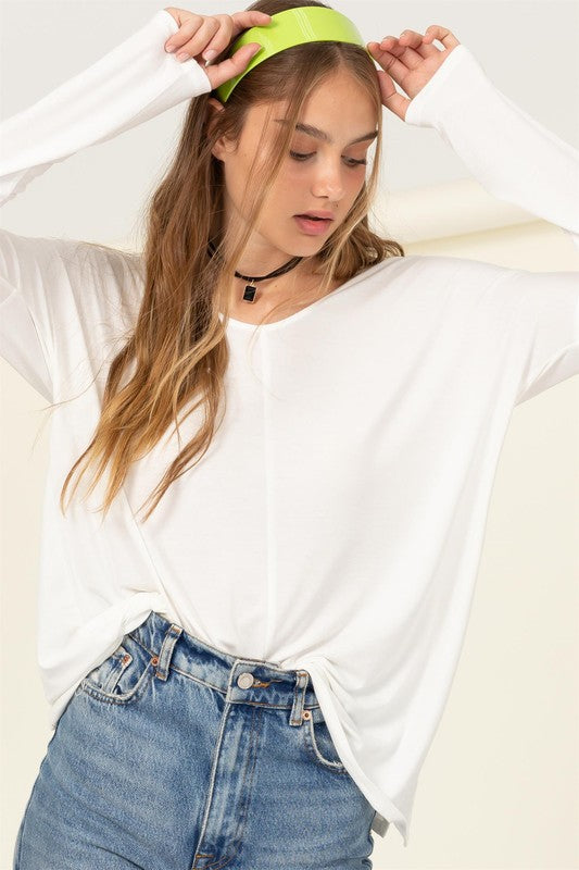 V-Neck Basic Long Sleeve Top