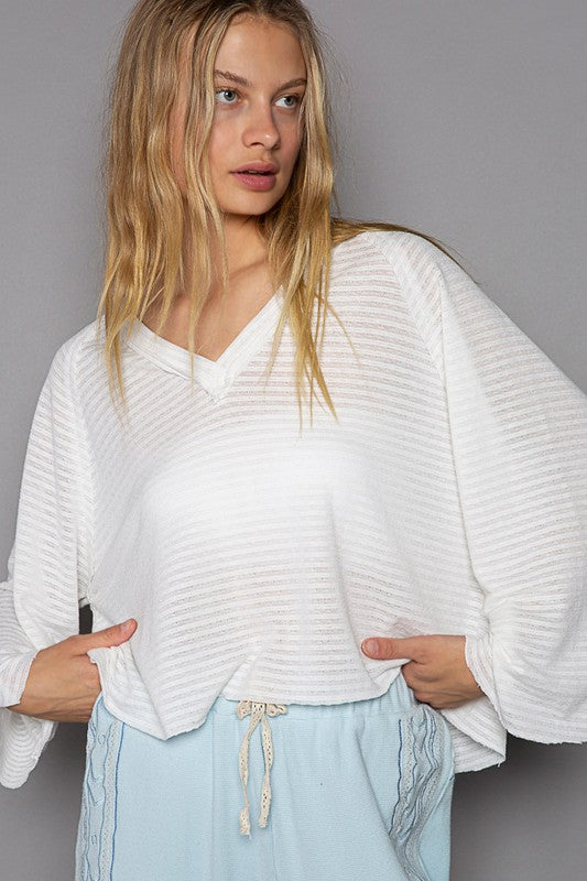 Off White Slouchy Wide Sleeve Top