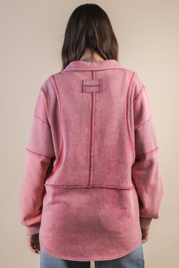 Mauve Exposed Seam Mineral Wash Sweatshirt