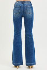 Faith's High Rise Double Button Flare Jeans