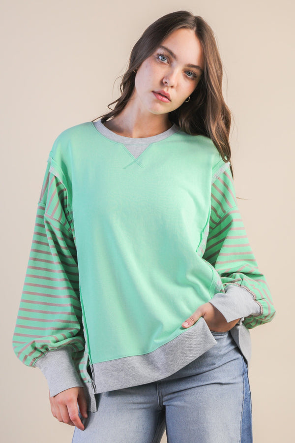 Oversized Striped Casual Crewneck