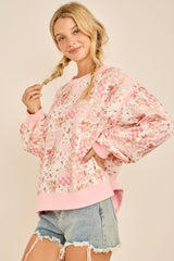 Oversized Patchwork Floral Crewneck