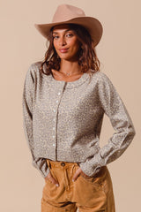 Oatmeal Leopard Print Cardigan