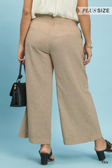 Curvy Tan Striped Wide Leg Pants