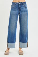 Lila's Mid Rise Straight Cuffed Jeans