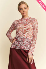 Curvy Pink Floral Lace Layering Top