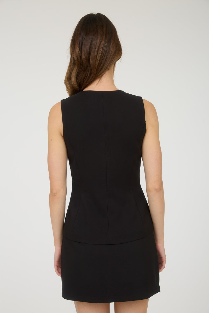 Split Front Button Down Vest