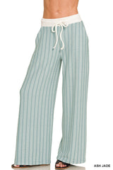 Raised Rib Striped Pullover and Pants Set