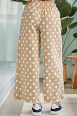 Curvy Polka Dot Raw Hem Wide Leg Pants