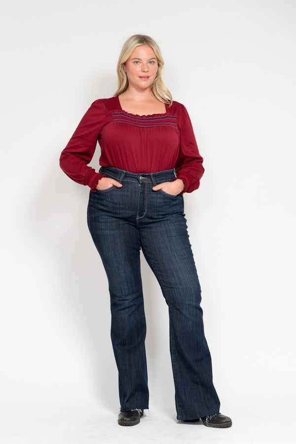 Curvy Camry's High Wasted Flare Dark Wash Jeans