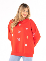 SS Red Holiday Treats Embroidered Crewneck