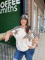 Oatmeal Star Patchwork Long Sleeve Top