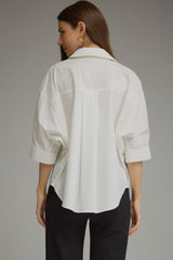 Solid 3/4 Sleeve Collared Top