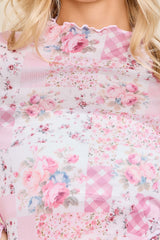 Patchwork Floral Mesh Top