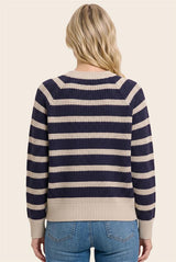 Eggplant Wide Crew Neck Long Sleeve Sweater