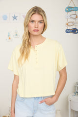 Boxy Henley Short Sleeve Knit Top
