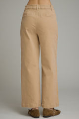 Camel Wide Leg Hardware Accent Pants