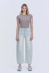 Crosbys's High Rise Strped Paint Spash Barrel Jeans