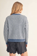 Blue V Stitch Stripe Sweater
