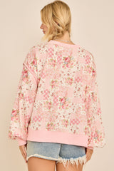 Oversized Patchwork Floral Crewneck