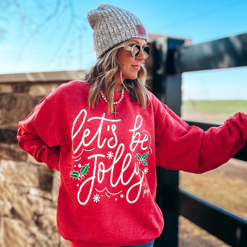 Red Let's Be Jolly Crewneck