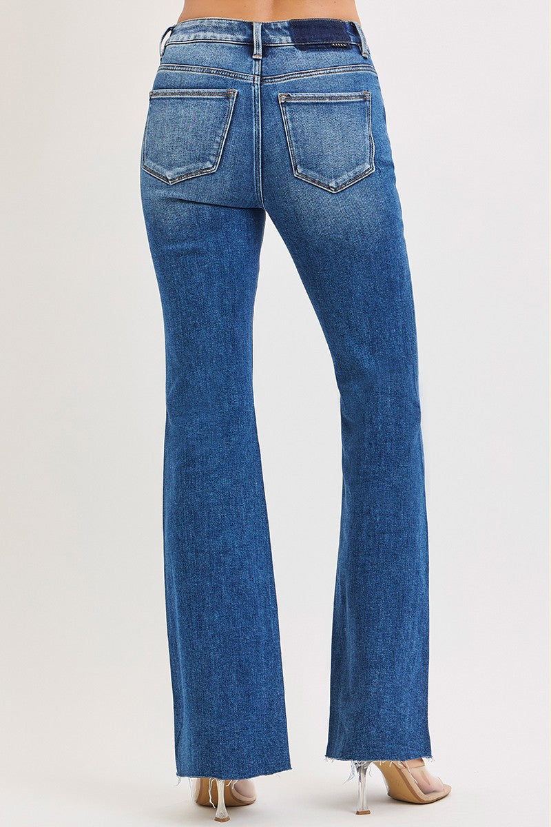 Kennedy's High Rise Flare Jeans With Raw Cut Hem