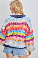 Rainbow Knit Button Up Cardigan