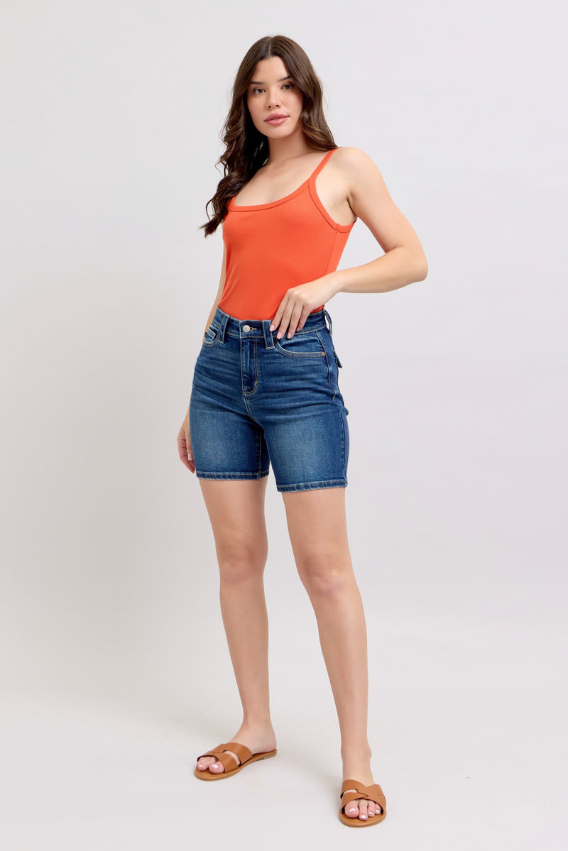 Raylene High Rise Bermuda Shorts with Back Flap Pockets