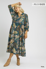 Curvy Boho Paisley Tiered Midi Dress