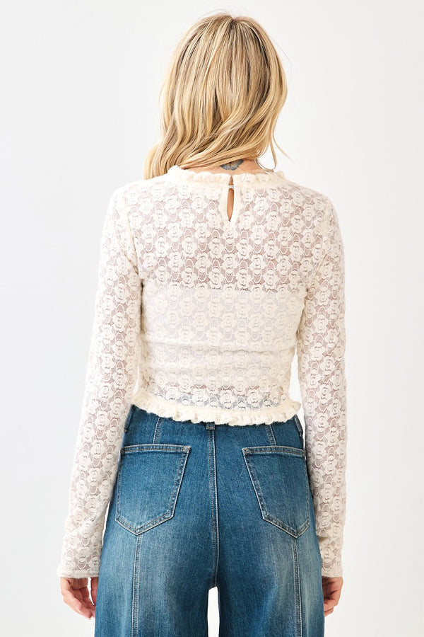 Ivory Soft Lace Long Sleeve Top