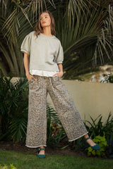 Curvy Leopard Cropped Wide Leg Pants