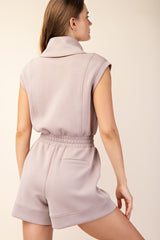 Light Mocha Sleeveless Scuba Romper