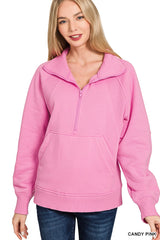 Fleece Half Zip Pullover with Front Pocket