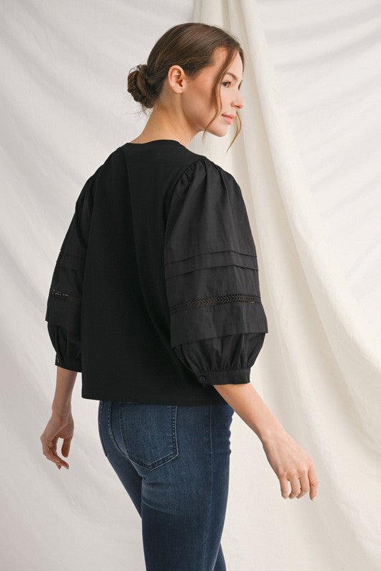 3/4 Puff crochet Sleeve Top